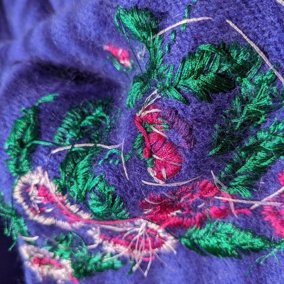 Vintage Blue Cardigan with Floral Embroidery - Picture 7 of 8